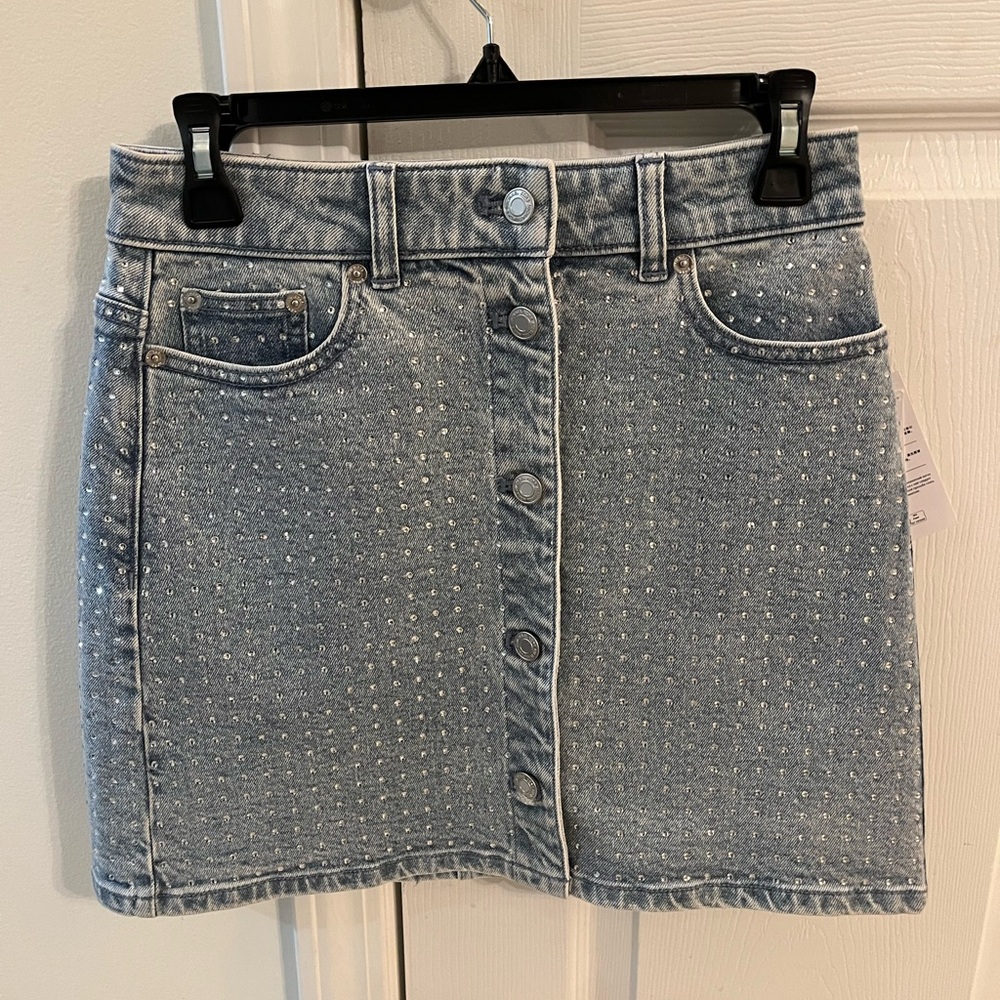 Michael Kors Rhinestone Denim Skirt